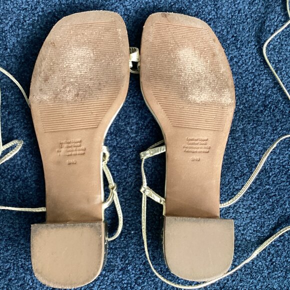 Gold Jeffrey Campbell Strappy Sandals with 1.5" Heel - sz 9 - Picture 6 of 7